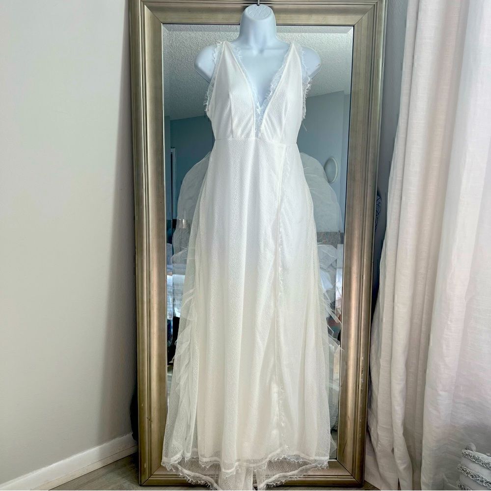Fashion sexy sling long dress split dress Size S
